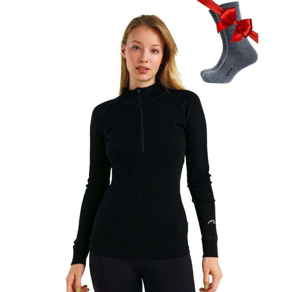 Merino Wool Base Layer Top Midweight Quarter Zip Women's Thermal